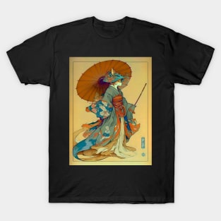 Vintage Art Nouveau Traditional Japanese Anthropomorphic Kitsune T-Shirt